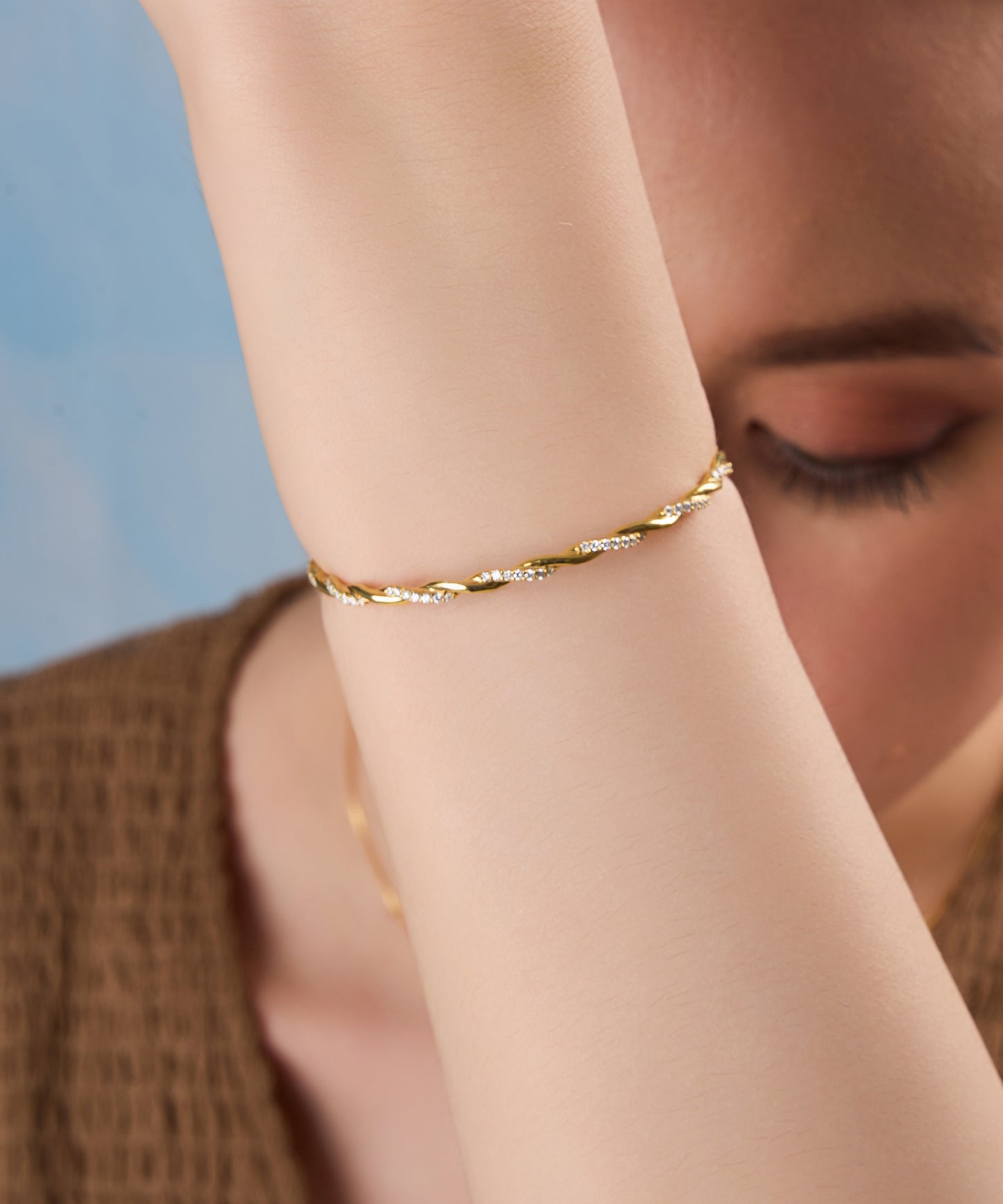 Gilded Helix Diamond Bracelet
