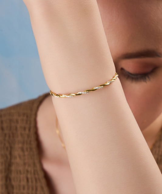 Gilded Helix Diamond Bracelet
