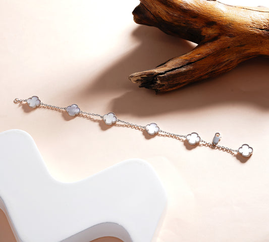 White Petal Charm Bracelet