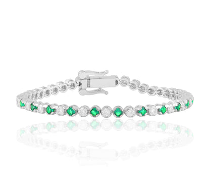Emerald Green & Clear Tennis Bracelet
