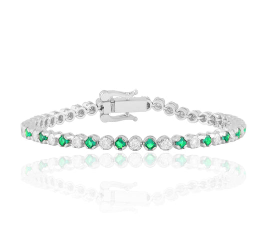 Emerald Green & Clear Tennis Bracelet