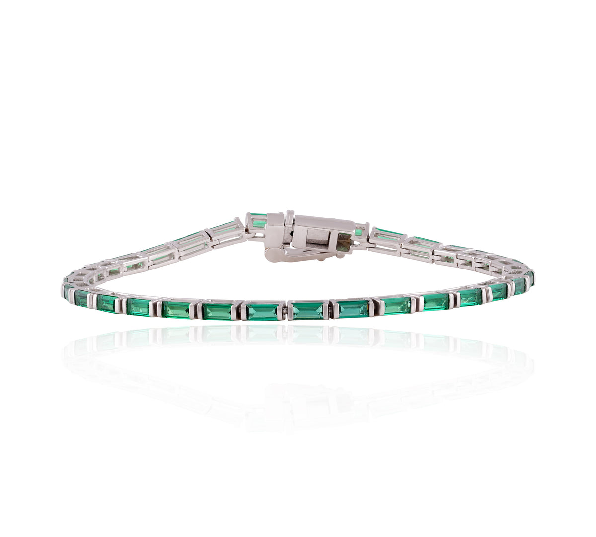 Elegant Emerald Green Stone Tennis Bracelet – Timeless Green Elegance