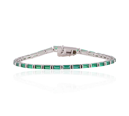 Elegant Emerald Green Stone Tennis Bracelet – Timeless Green Elegance
