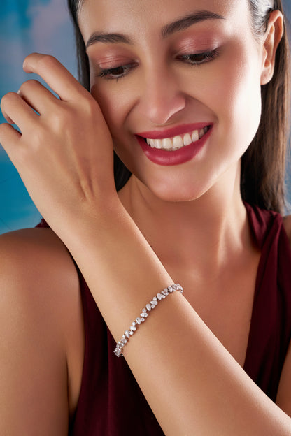Elegant Pear-Cut Diamond-Style Tennis Bracelet – A Symphony of Sparkling Elegance