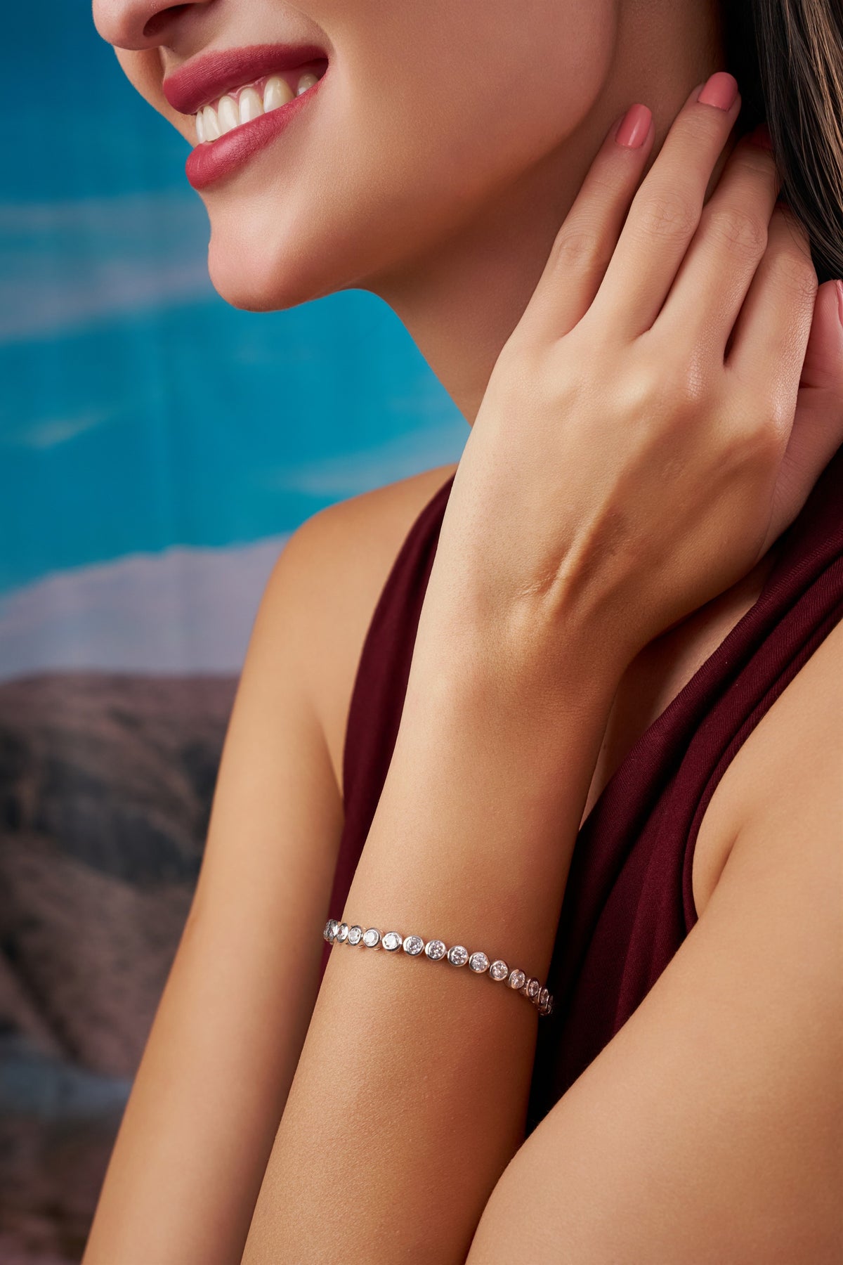 Classic Round Bezel-Set Diamond-Style Tennis Bracelet – Timeless Elegance