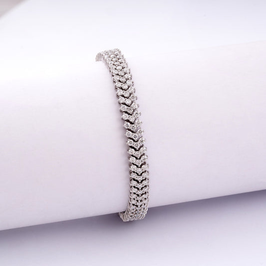 Elegant Silver-Tone Diamond Bracelet – Timeless Sparkle