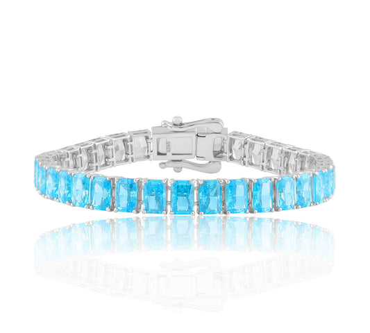 Blue Rectangular-Cut Tennis Bracelet
