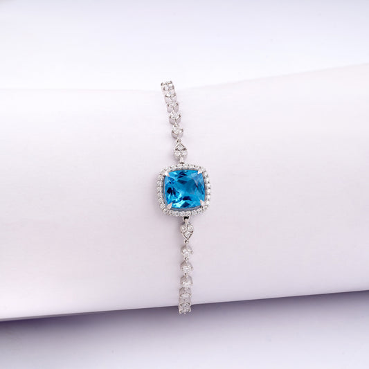 Elegant Aqua Blue Stone Bracelet – A Touch of Royal Elegance