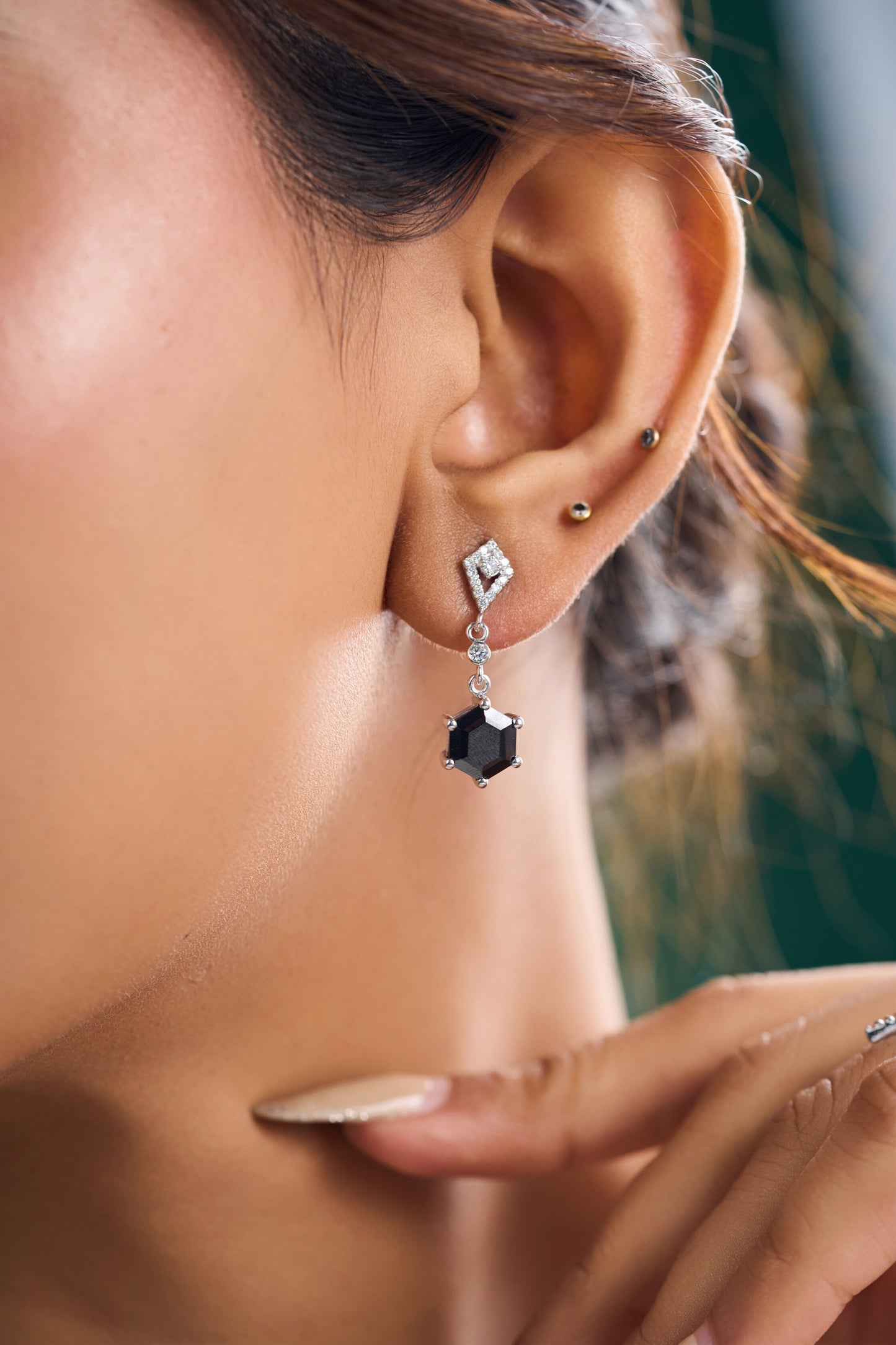 The Midnight Hexagon Earrings