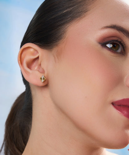 Gilded Prism Solitaire Earrings