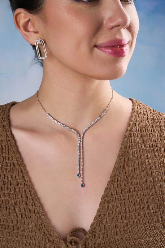 Sapphire Stream Lariat Necklace