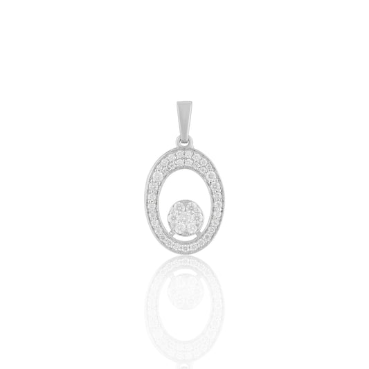 Oval Circle Pendant with Sparkling Accents