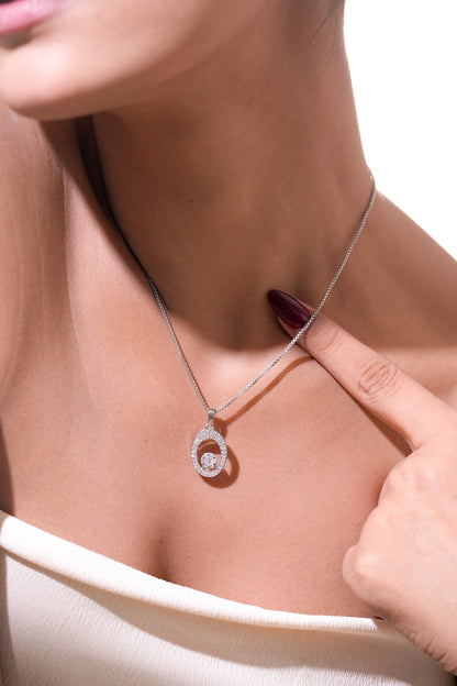 Oval Circle Pendant with Sparkling Accents