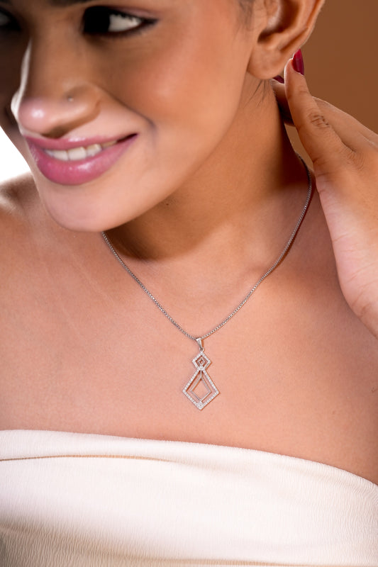 Geometric Diamond Drop Pendant