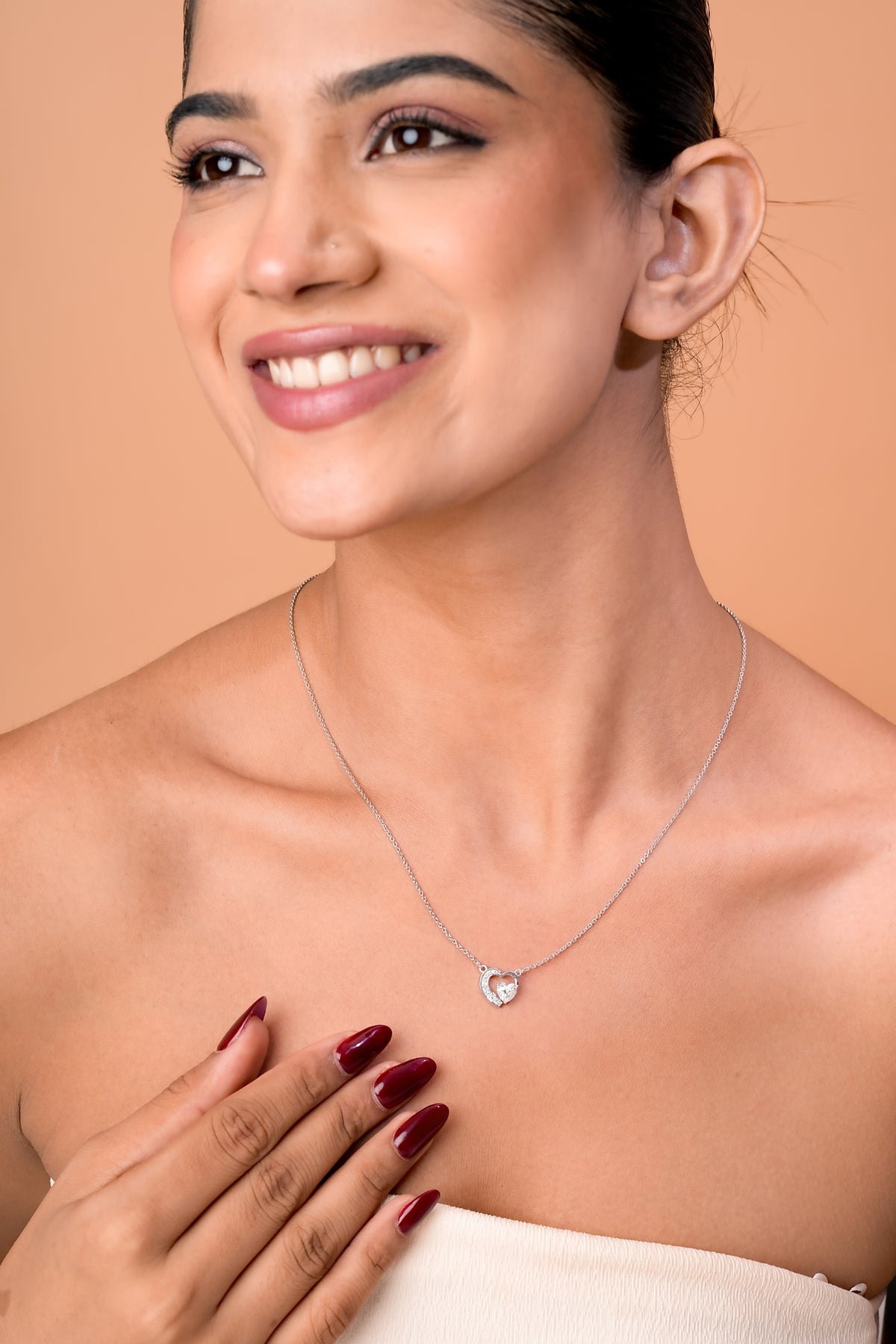 Double Heart Pendant Necklace