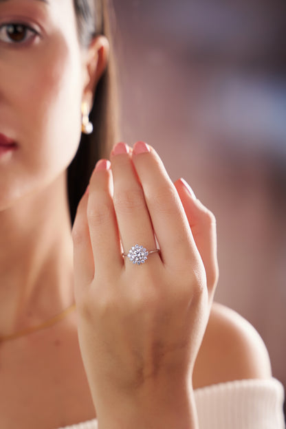 Elegant Floral Halo Diamond Ring – A Sparkle of Timeless Beauty
