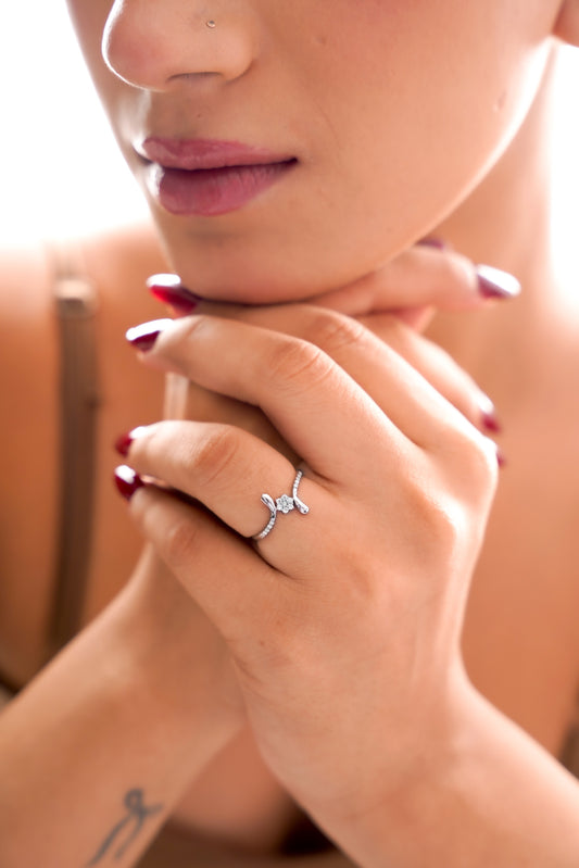 Open-Style Floral Cluster Ring