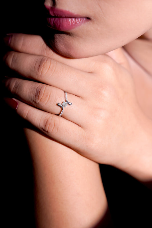 Open-Style Floral Cluster Ring