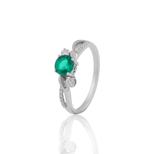 Emerald Green Oval Stone Ring with Sparkling Side Details