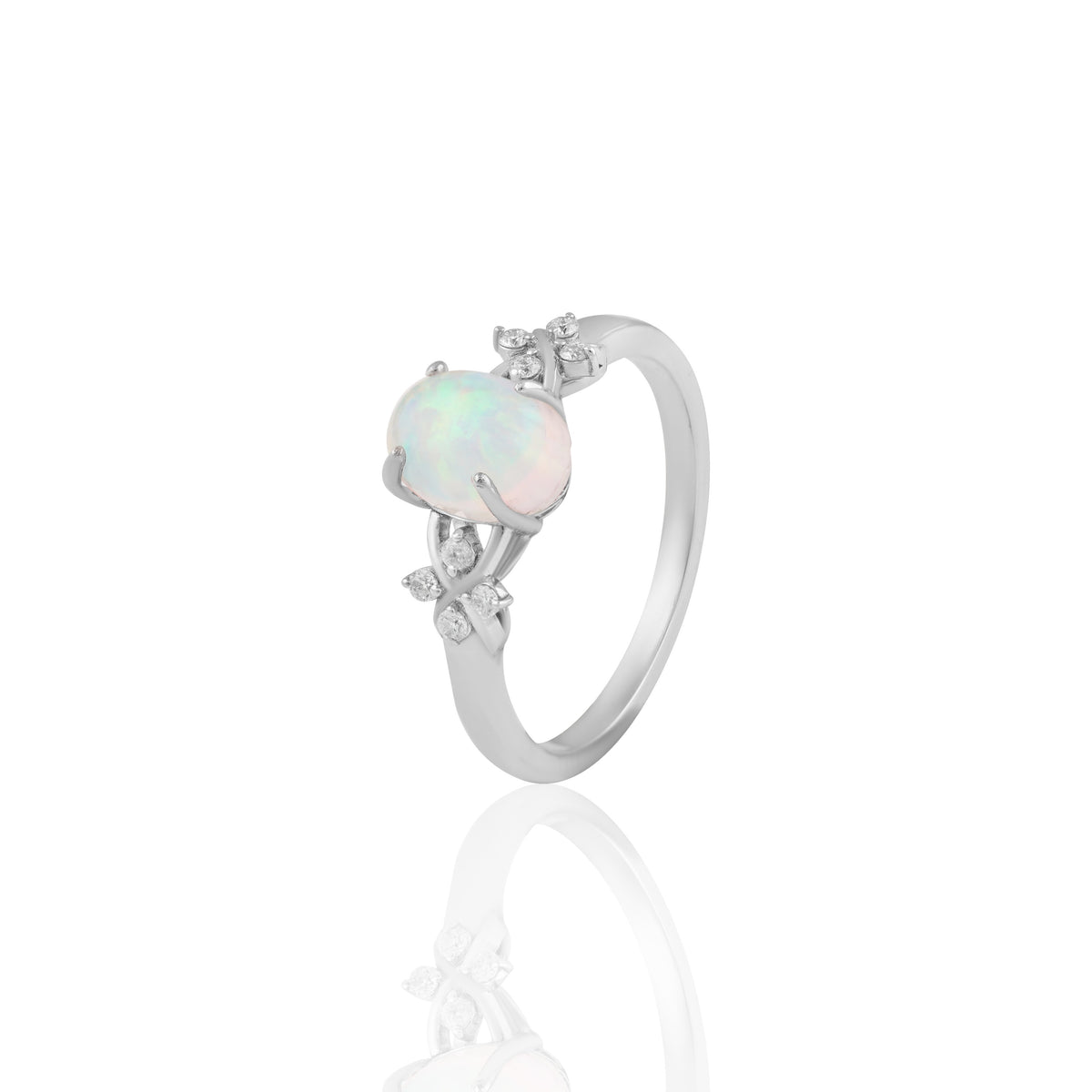 Opal & Diamond-Style Cluster Ring