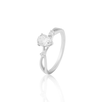 Pear Solitaire Ring with Sparkling Side Stones