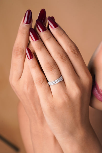 Triple Row Pavé Ring