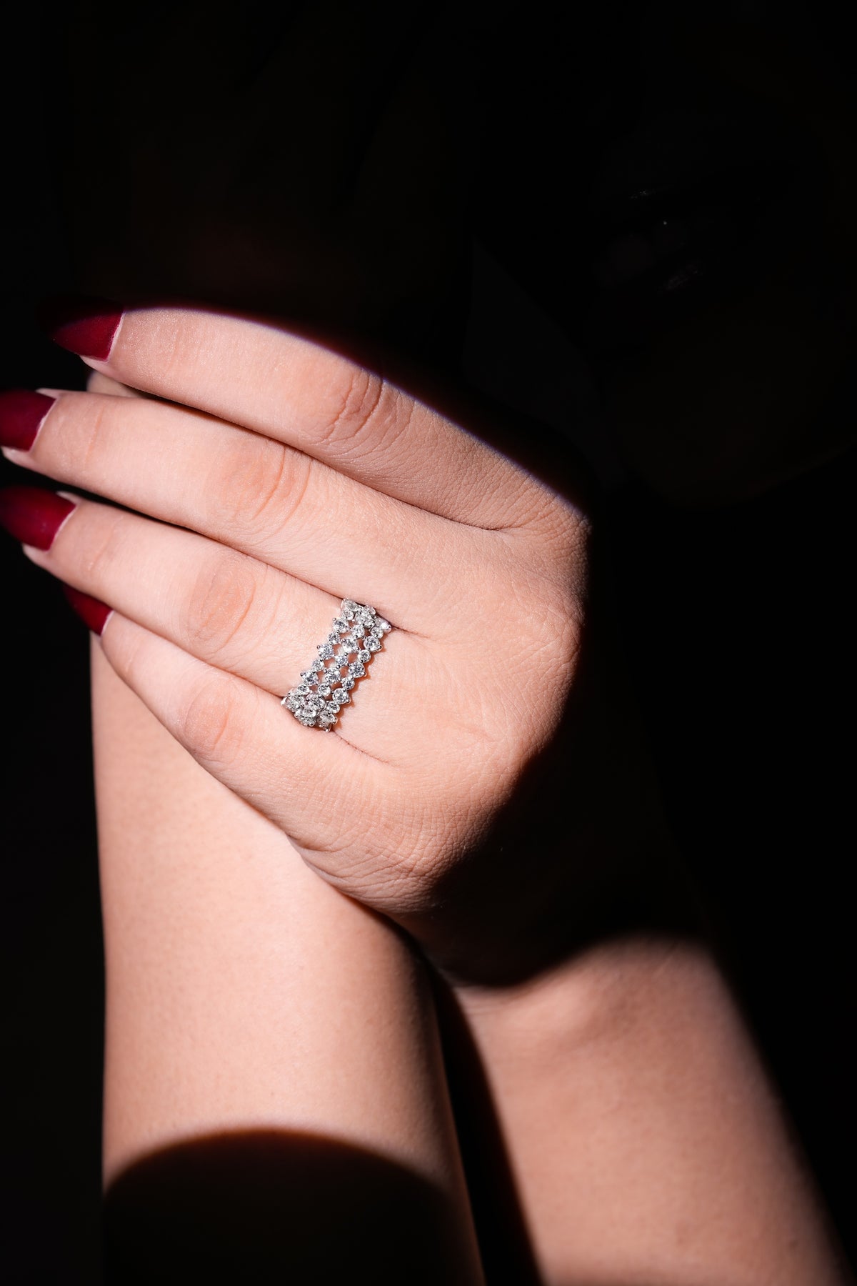Triple Row Open Pavé Ring