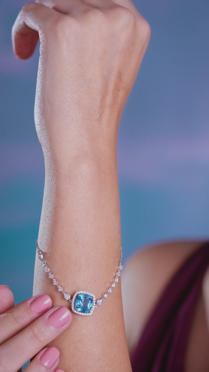 Elegant Aqua Blue Stone Bracelet – A Touch of Royal Elegance