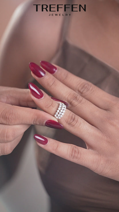 Triple Row Open Pavé Ring