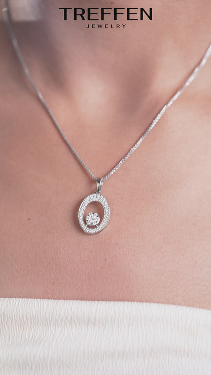 Oval Circle Pendant with Sparkling Accents