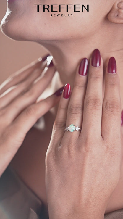 Opal & Diamond-Style Cluster Ring