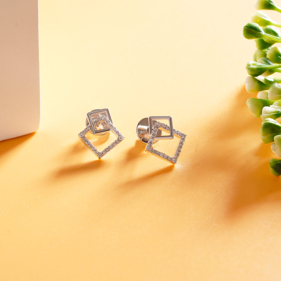 Twin Square Stud Earrings