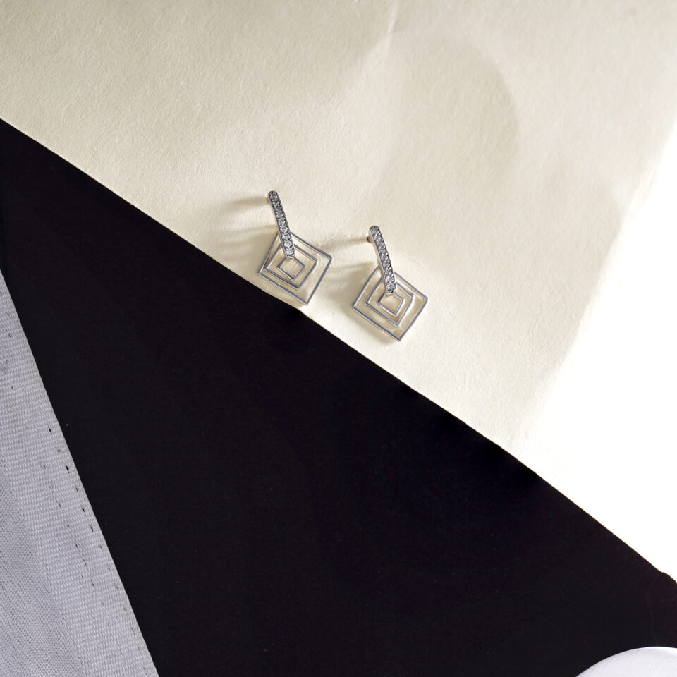 Linear Square Dangle Earrings