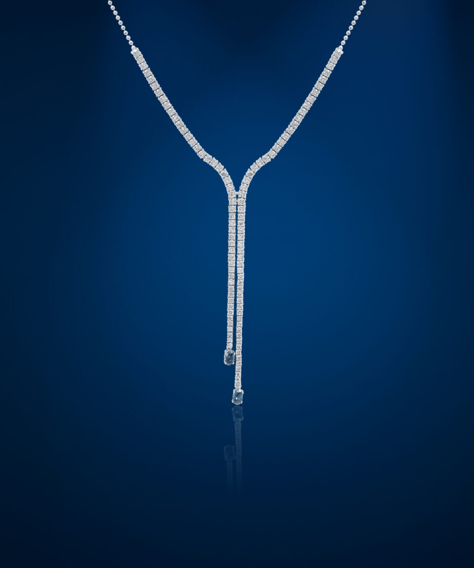 Sapphire Stream Lariat Necklace